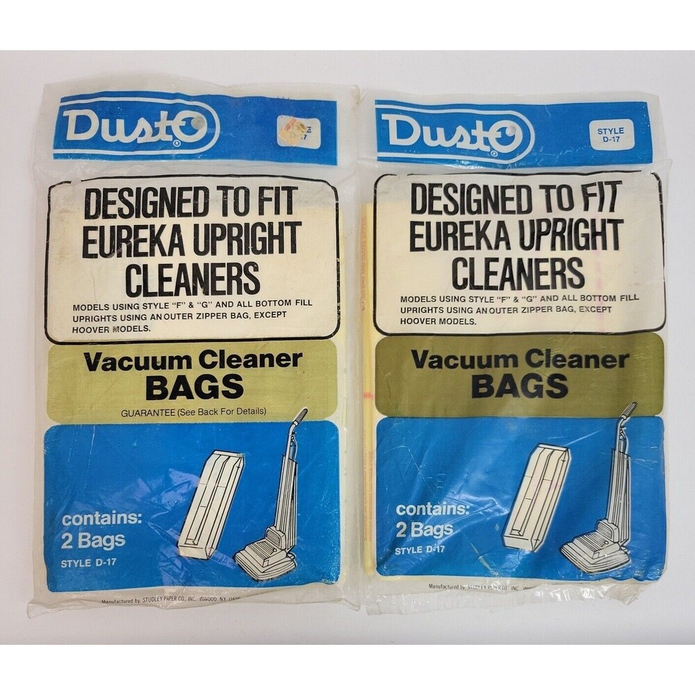 Dusto Vacuum Cleaner 4 Bags Style D-17 Fits Eureka Uprights Style F & G New